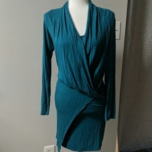 Teal Body Con Jersey Dress